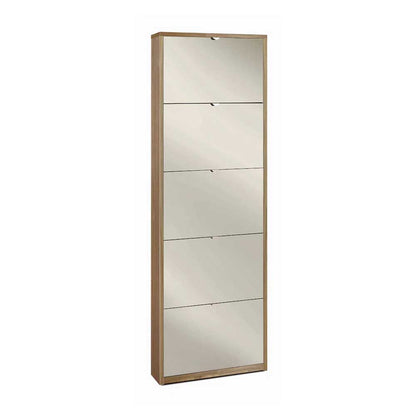 Elegante scarpiera a 5 ante con maniglia satinata finitura Noce Stelvio / Specchio Naturale by Sarmog by CeramicStore | Lo specialista del tuo bagno