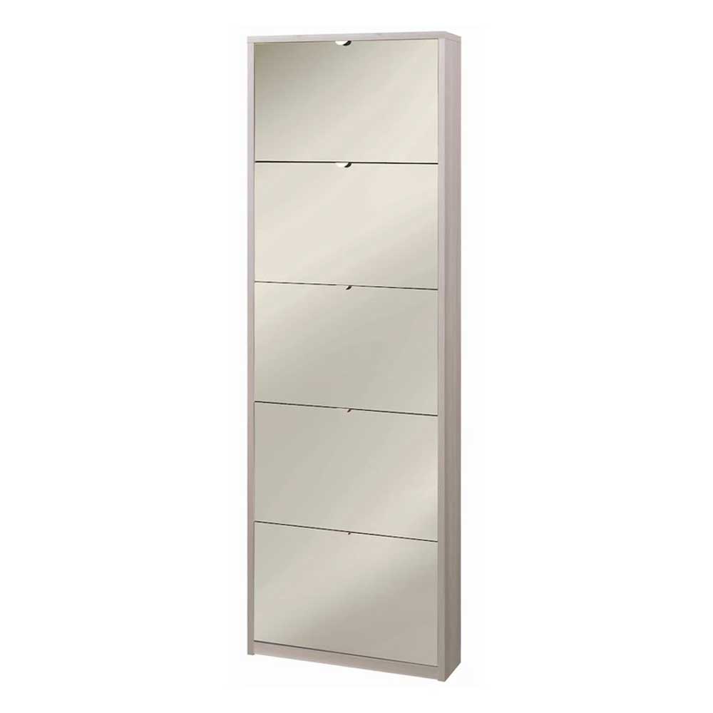 Elegante scarpiera a 5 ante con maniglia satinata finitura Olmo Chiaro / Specchio Naturale by Sarmog by CeramicStore | Lo specialista del tuo bagno