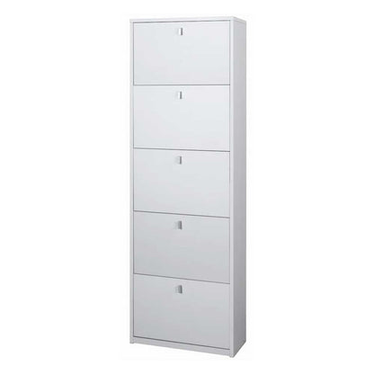 Elegante scarpiera a 5 ante con maniglia satinata Profondità 29 cm finitura Bianco Fiammato by Sarmog by CeramicStore | Lo specialista del tuo bagno