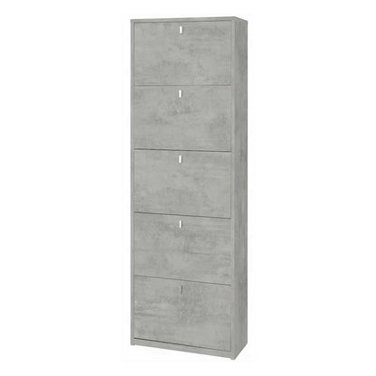 Elegante scarpiera a 5 ante con maniglia satinata Profondità 29 cm finitura Cemento by Sarmog by CeramicStore | Lo specialista del tuo bagno