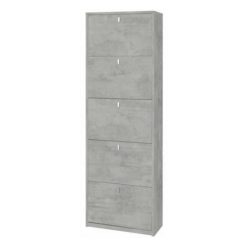 Elegante scarpiera a 5 ante con maniglia satinata Profondità 29 cm finitura Cemento by Sarmog by CeramicStore | Lo specialista del tuo bagno