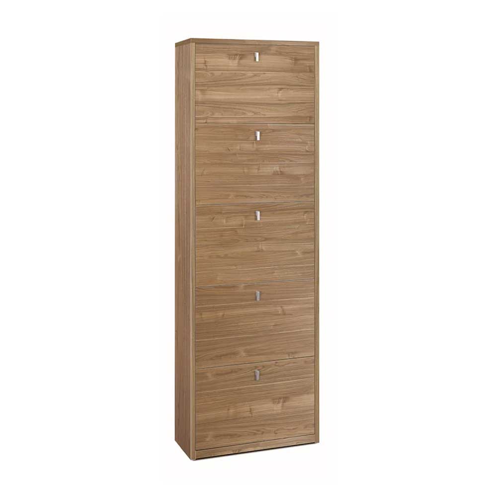 Elegante scarpiera a 5 ante con maniglia satinata Profondità 29 cm finitura Noce Stelvio by Sarmog by CeramicStore | Lo specialista del tuo bagno