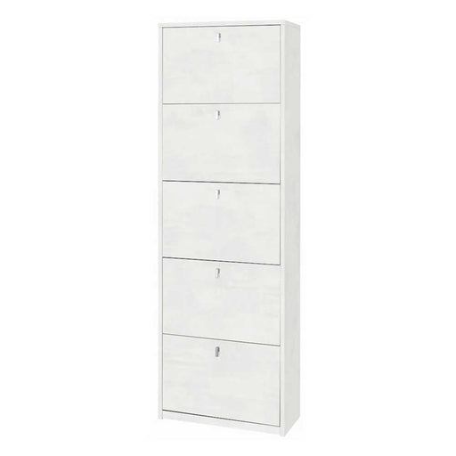 Elegante scarpiera a 5 ante con maniglia satinata Profondità 29 cm finitura Ossido Bianco by Sarmog by CeramicStore | Lo specialista del tuo bagno