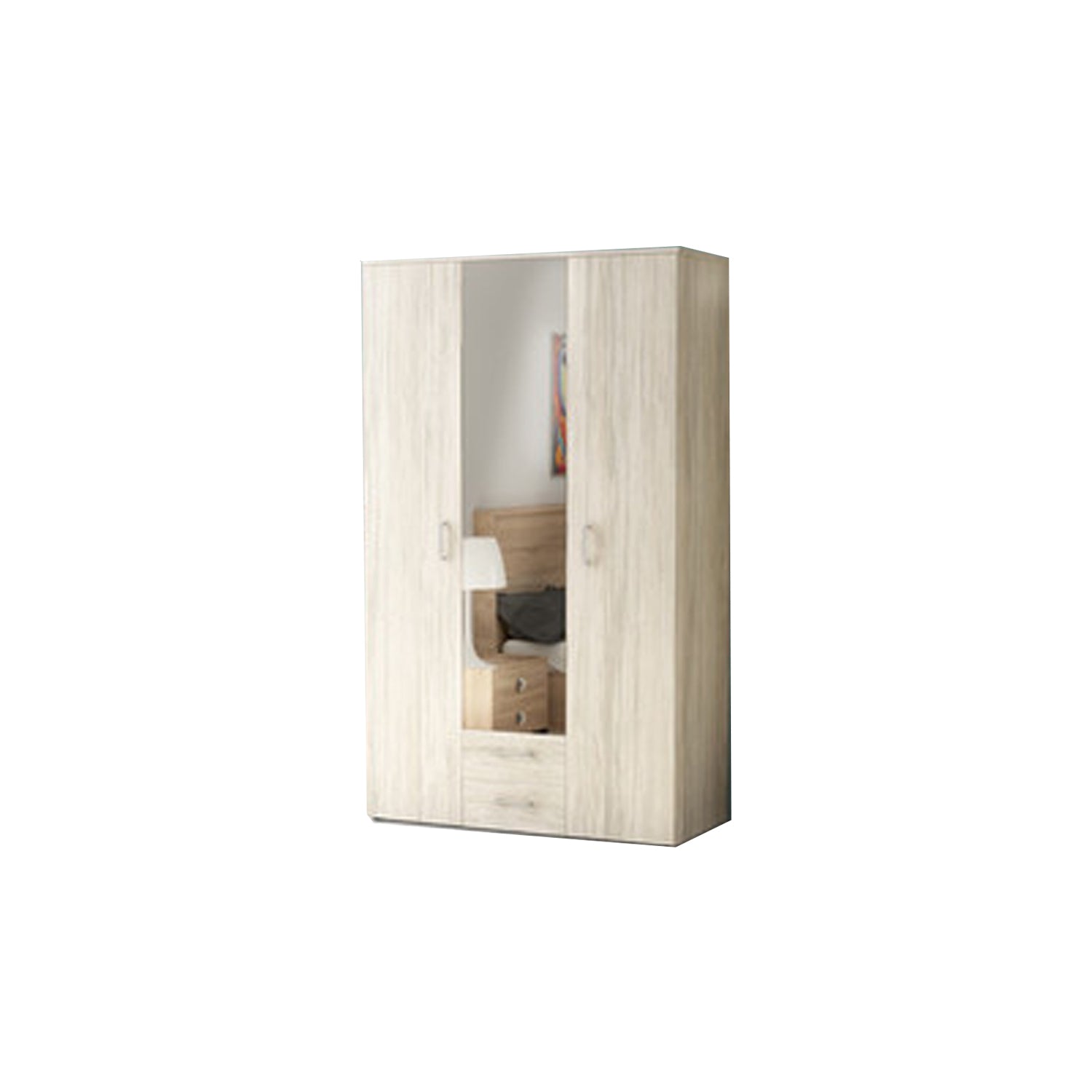 Armadio 3 ante e 2 cassetti, con specchio centrale integrato - Bianco Venato by CeramicStore | Lo specialista del tuo bagno