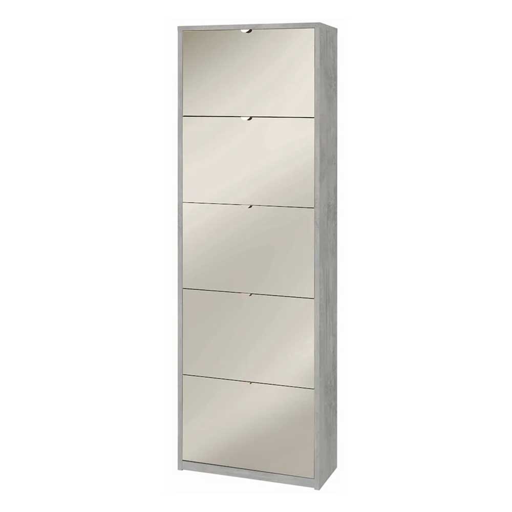 Elegante scarpiera a 5 ante con maniglia satinata Profondità 29 cm finitura Cemento / Specchio Naturale by Sarmog by CeramicStore | Lo specialista del tuo bagno