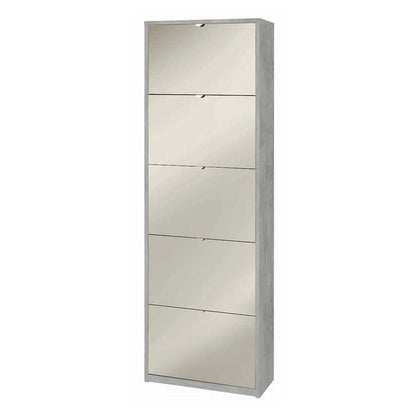 Elegante scarpiera a 5 ante con maniglia satinata Profondità 29 cm finitura Cemento / Specchio Naturale by Sarmog by CeramicStore | Lo specialista del tuo bagno