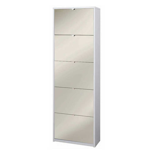 Elegante scarpiera a 5 ante con maniglia satinata Profondità 29 cm finitura Ossido Bianco / Specchio Naturale by Sarmog by CeramicStore | Lo specialista del tuo bagno