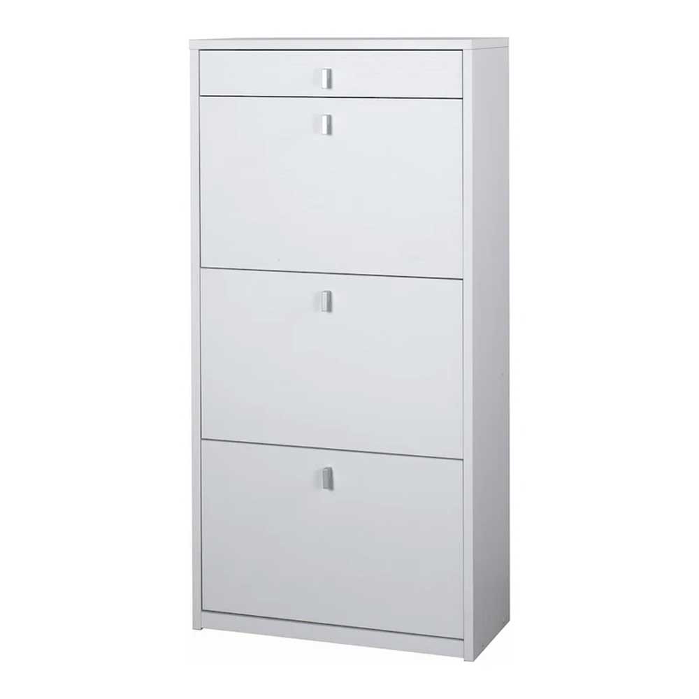 Elegante scarpiera a 3 ante + 1 Cassetto con maniglia satinata Profondità 29 cm finitura Bianco Fiammato by Sarmog by CeramicStore | Lo specialista del tuo bagno