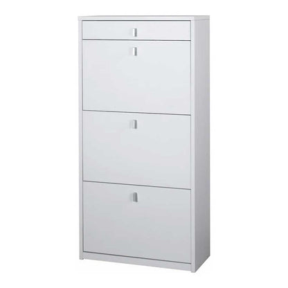 Elegante scarpiera a 3 ante + 1 Cassetto con maniglia satinata Profondità 29 cm finitura Bianco Fiammato by Sarmog by CeramicStore | Lo specialista del tuo bagno