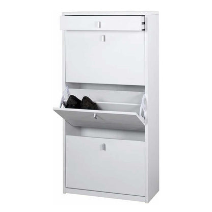 Elegante scarpiera a 3 ante + 1 Cassetto con maniglia satinata Profondità 29 cm finitura Bianco Fiammato by Sarmog by CeramicStore | Lo specialista del tuo bagno