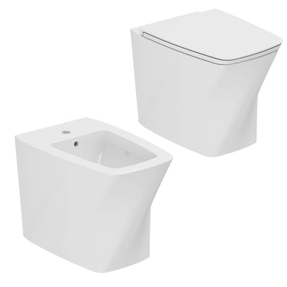 Coppia sanitari a terra Azzurra serie Hera 57x38x42 cm con sedile soft-close - Bianco lucido