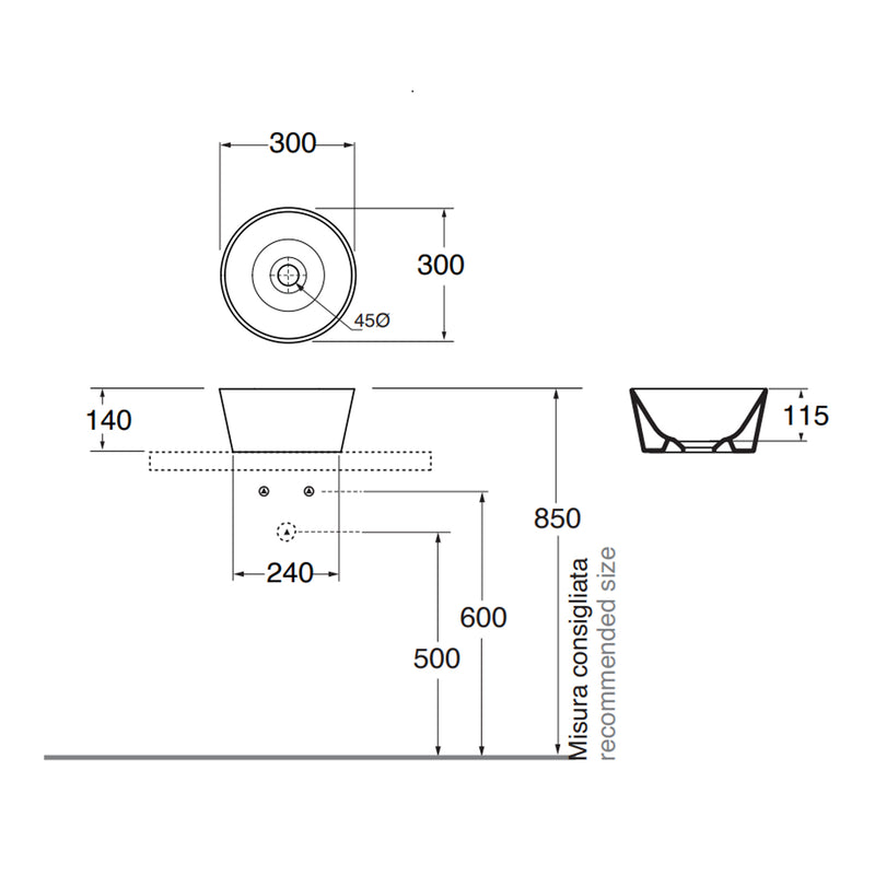 Lavabo rotondo Azzurra serie Forma à¸30x14 cm - Bianco lucido