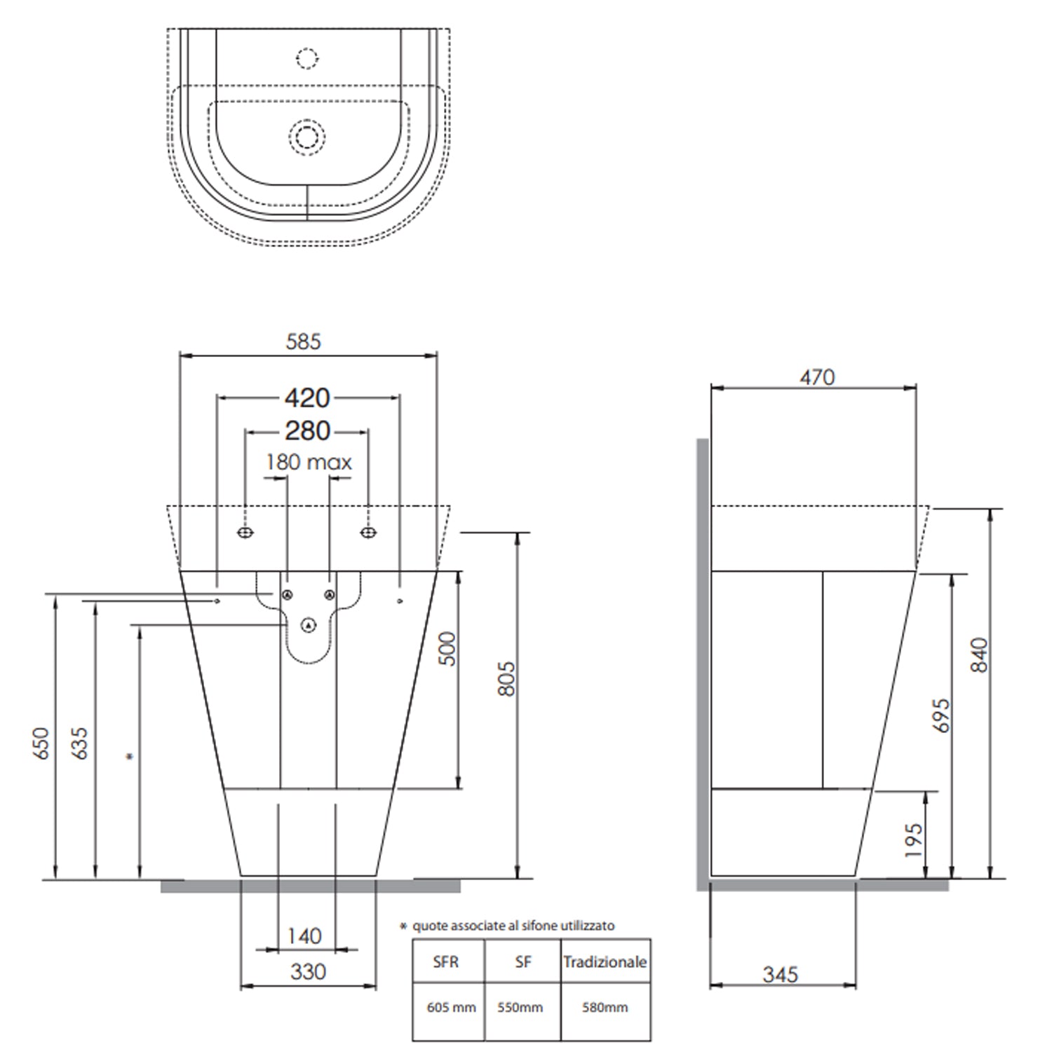 Mobile bagno Forma di Azzurra Ceramica con lavabo e sifone - Olmo Naturale 65 cm by CeramicStore | Lo specialista del tuo bagno