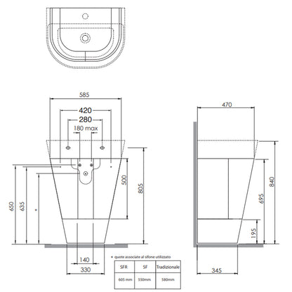 Mobile bagno Forma di Azzurra Ceramica con lavabo e sifone - Olmo Naturale 65 cm by CeramicStore | Lo specialista del tuo bagno