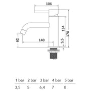 Miscelatore lavabo serie TriaSix in acciaio 316 spazzolato