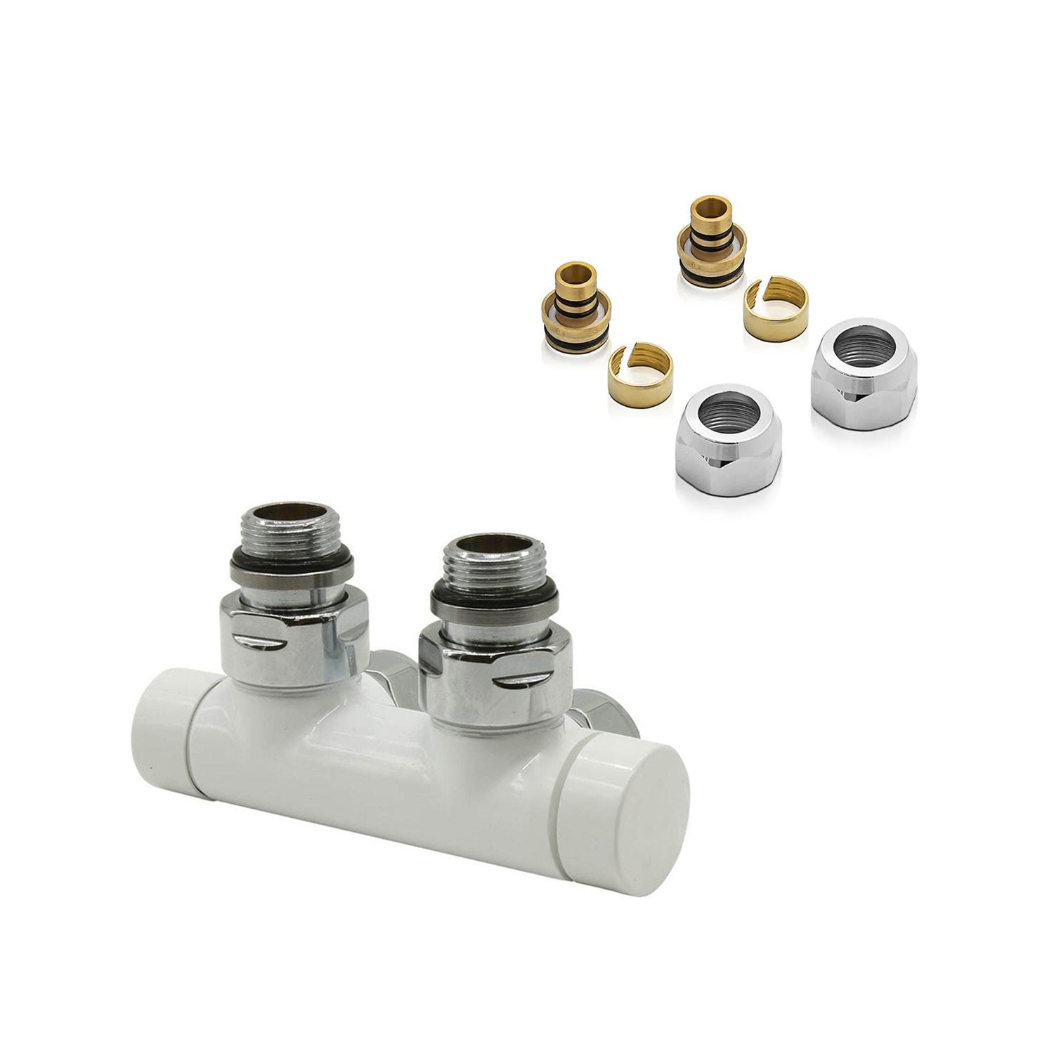Kit valvola e detentore a squadra per connessioni 50 mm e raccordi multistrato 16x2 mm - Bianco by CeramicStore | Lo specialista del tuo bagno