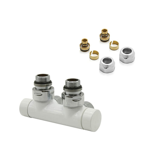 Kit valvola e detentore a squadra per connessioni 50 mm e raccordi multistrato 16x2 mm - Bianco by CeramicStore | Lo specialista del tuo bagno