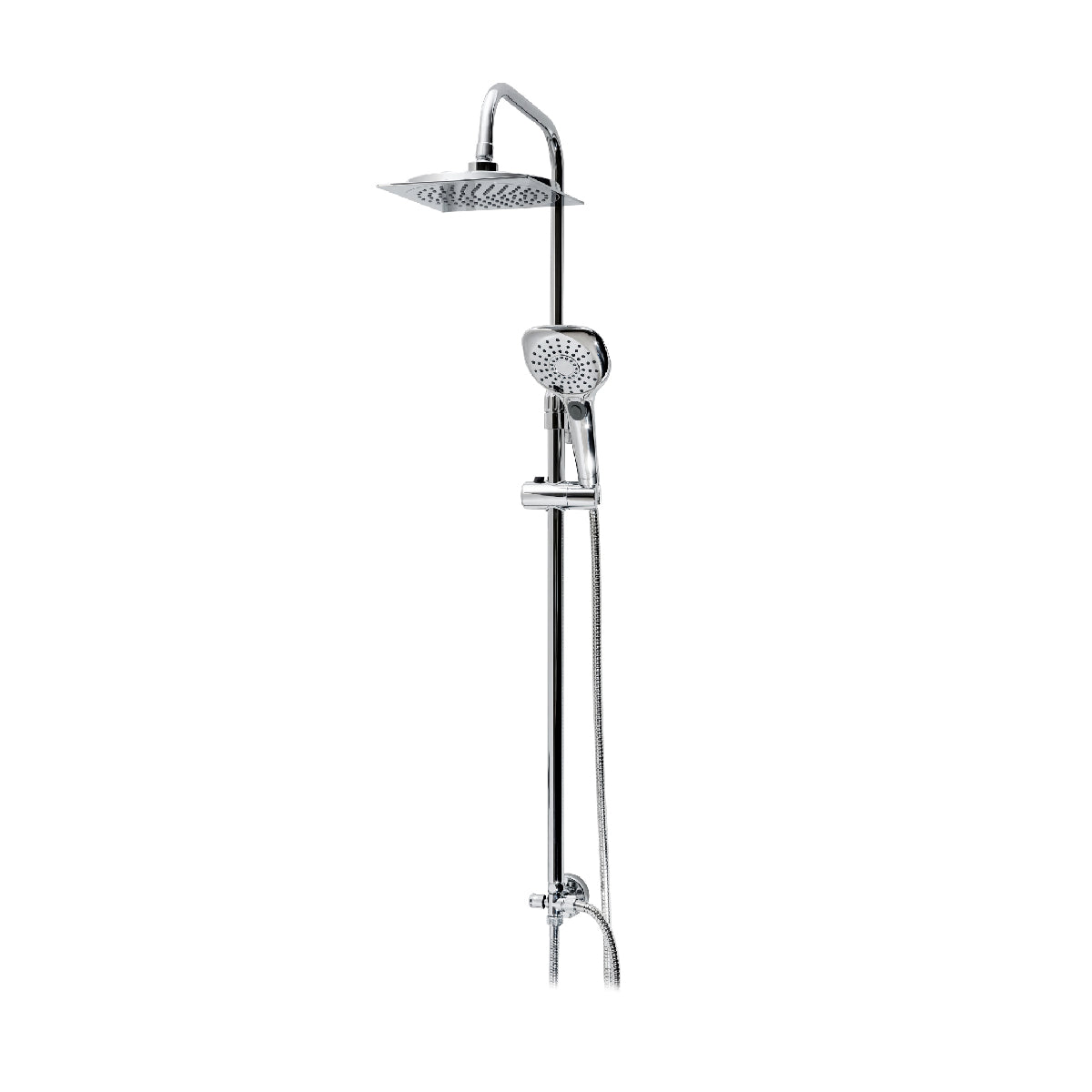 Colonna doccia soffione quadro e doccetta tre getti 130x26 cm - Cromo by CeramicStore | Lo specialista del tuo bagno
