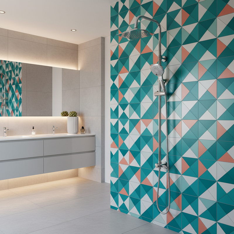 Colonna doccia soffione quadro e doccetta tre getti 130x26 cm - Cromo