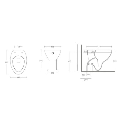 Vaso per terza età  con scarico a pavimento BathCore 55