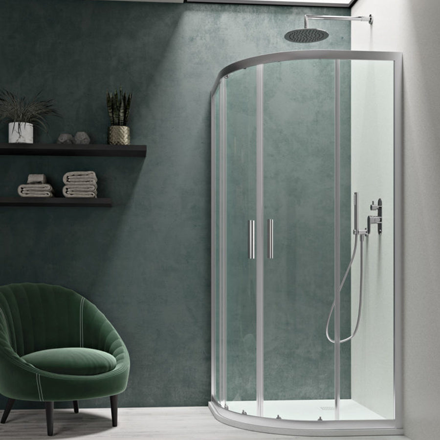 Box doccia semicircolare cm 80x80 Smart apertura scorrevole in cristallo temperato trasparente da 6 mm by CeramicStore | Lo specialista del tuo bagno
