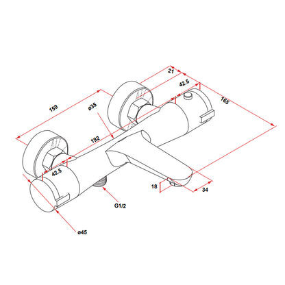 Gruppo vasca esterno termostatico completo di kit doccia con flessibile modello Jane by CeramicStore | Lo specialista del tuo bagno