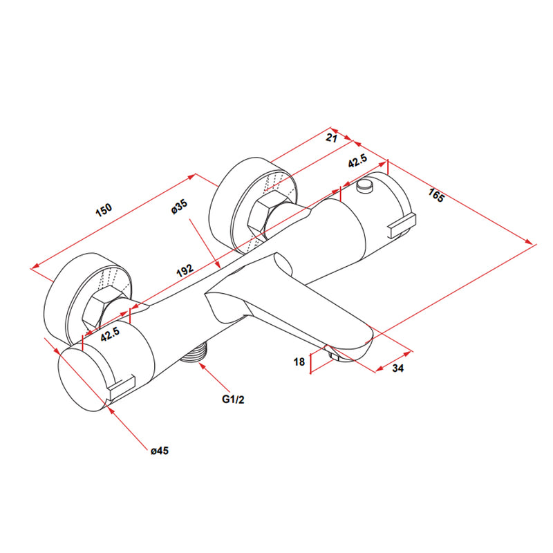 Gruppo vasca esterno termostatico completo di kit doccia con flessibile modello Jane by CeramicStore | Lo specialista del tuo bagno