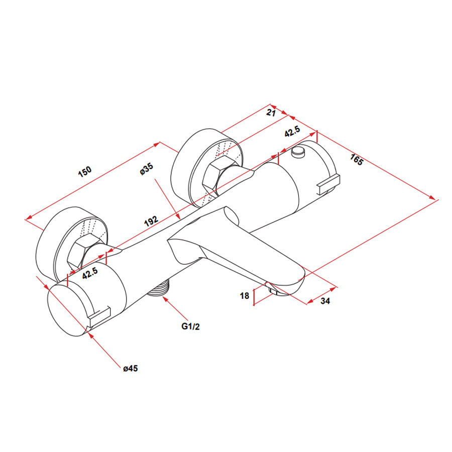 Gruppo vasca esterno termostatico completo di kit doccia con flessibile modello Jane by CeramicStore | Lo specialista del tuo bagno