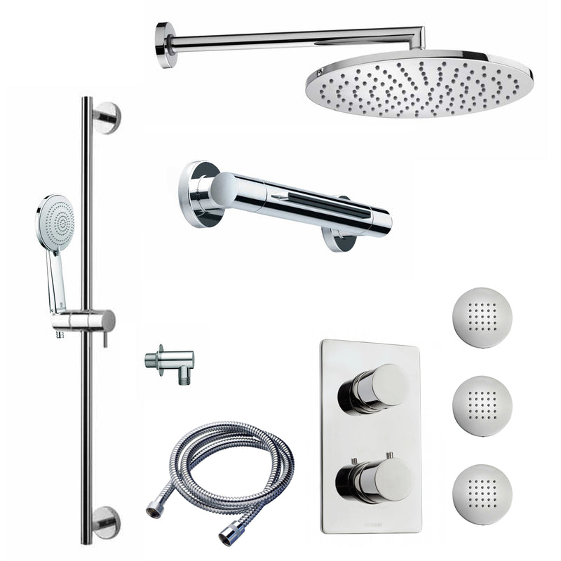 Composizione doccia Bossini Cosmo con soffione, doccetta e miscelatore termostatico 4 vie by CeramicStore | Lo specialista del tuo bagno