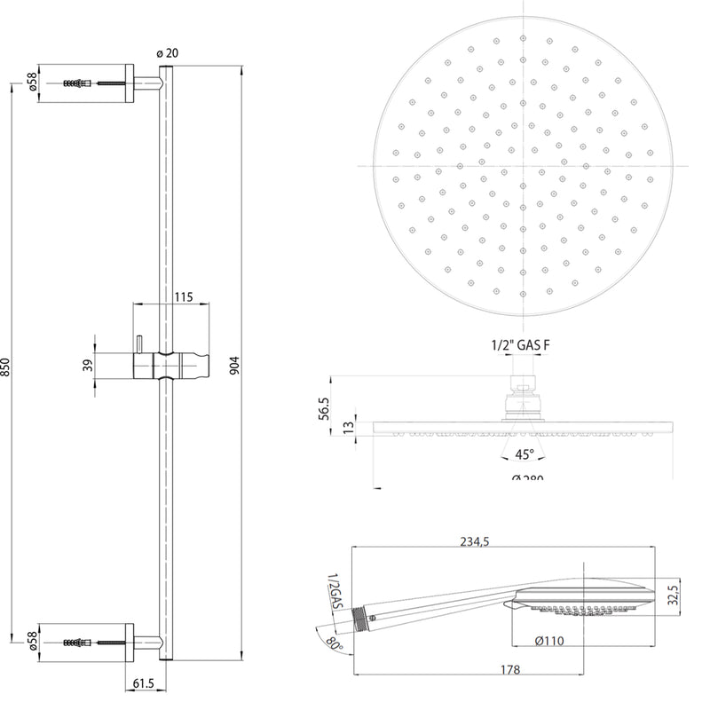 Composizione doccia Bossini Cosmo con soffione, doccetta e miscelatore termostatico 4 vie by CeramicStore | Lo specialista del tuo bagno