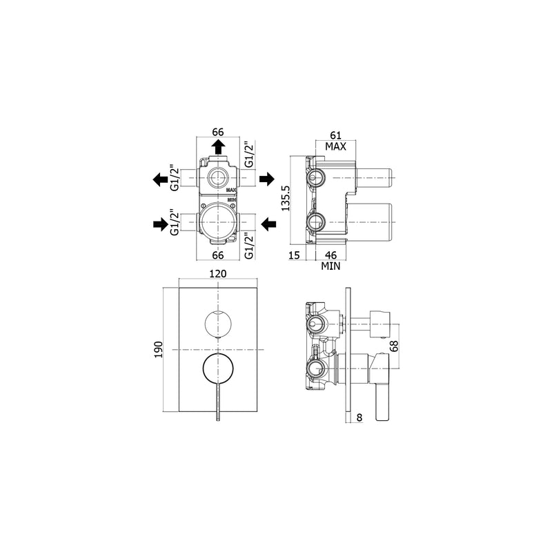 Miscelatore incasso doccia 3 uscite Paffoni Rock con cartuccia deviatore by CeramicStore | Lo specialista del tuo bagno