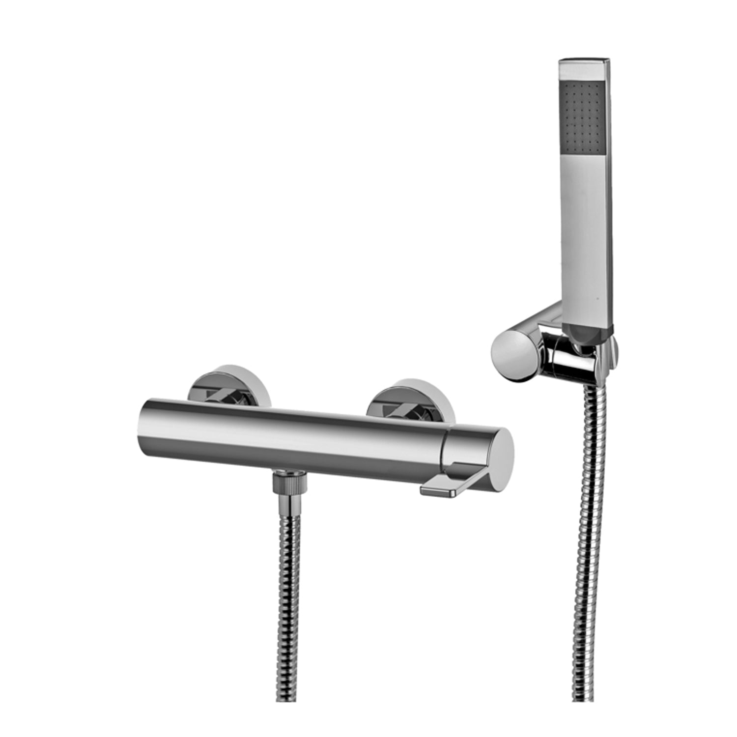 Miscelatore doccia Paffoni Rock con supporto a muro snodato in abs, doccia e flessibile by CeramicStore | Lo specialista del tuo bagno