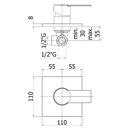Miscelatore incasso doccia 1 uscita Paffoni Tango senza deviatore e piastra 110x110 mm by CeramicStore | Lo specialista del tuo bagno