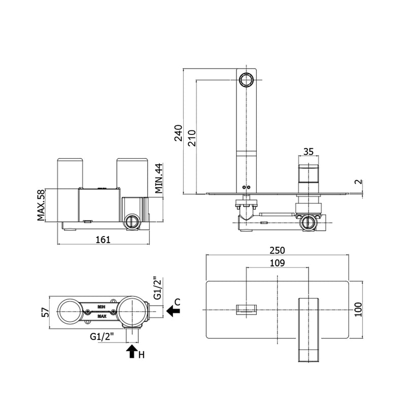 Miscelatore incasso lavabo Paffoni Elys con bocca e aeratore M24x1- l. 240 mm by CeramicStore | Lo specialista del tuo bagno