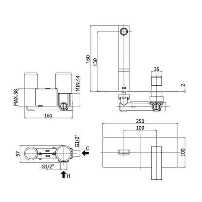 Miscelatore incasso lavabo Paffoni Elle con bocca e aeratore M24x1- l. 150 mm by CeramicStore | Lo specialista del tuo bagno