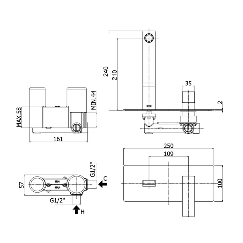 Miscelatore incasso lavabo Paffoni Elle con bocca e aeratore M24x1- l. 240 mm by CeramicStore | Lo specialista del tuo bagno