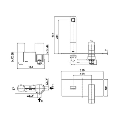 Miscelatore incasso lavabo Paffoni Level con bocca e piastra in acciaio- Bocca cm 20 by CeramicStore | Lo specialista del tuo bagno