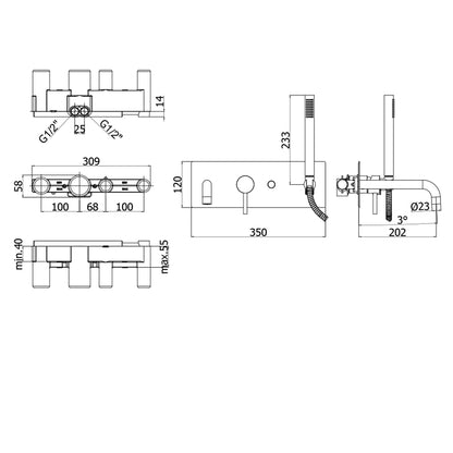 Miscelatore incasso vasca-doccia 2 uscite Paffoni Light con piastra 350x120 mm by CeramicStore | Lo specialista del tuo bagno