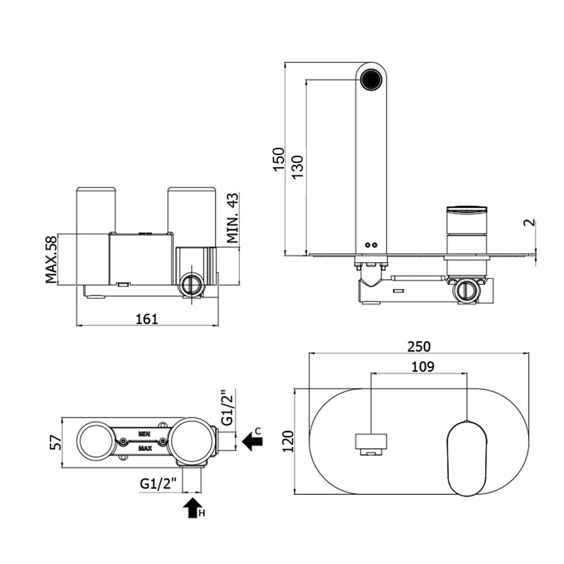 Miscelatore incasso lavabo Paffoni Candy con bocca e aeratore M24x1 - l. 150 mm by CeramicStore | Lo specialista del tuo bagno