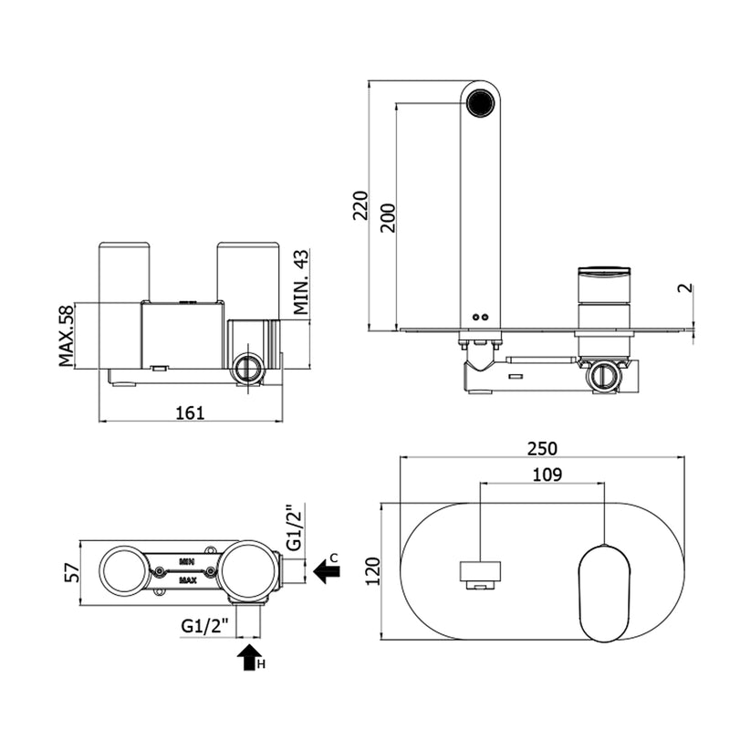 Miscelatore incasso lavabo Paffoni Candy con bocca e aeratore M24x1 - l. 200 mm by CeramicStore | Lo specialista del tuo bagno