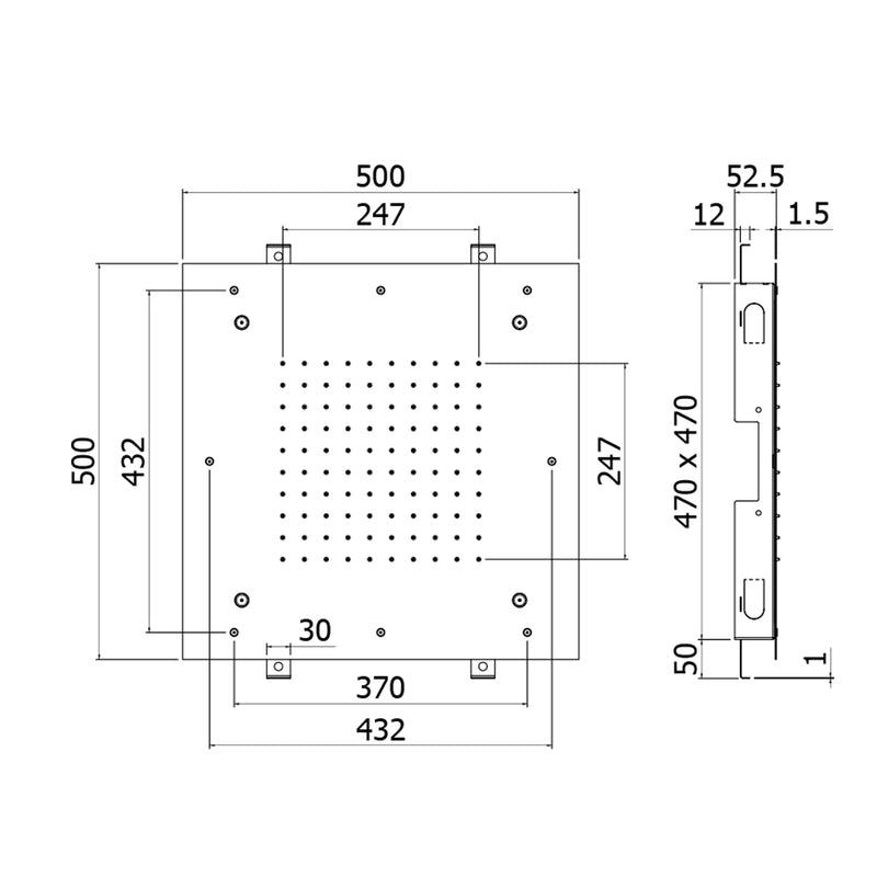 Soffione incasso quadro Paffoni Cleveland 50x50 cm con nebulizzatore by CeramicStore | Lo specialista del tuo bagno