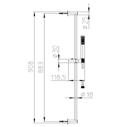 Saliscendi doccia satinato Bossini Zen Inox con asta da 90 cm by CeramicStore | Lo specialista del tuo bagno