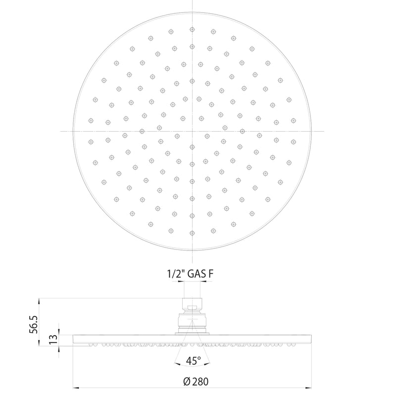 Soffione doccia tondo Bossini Cosmo acciaio inox nero opaco diAmetro 280 mm e braccio 350 mm by CeramicStore | Lo specialista del tuo bagno