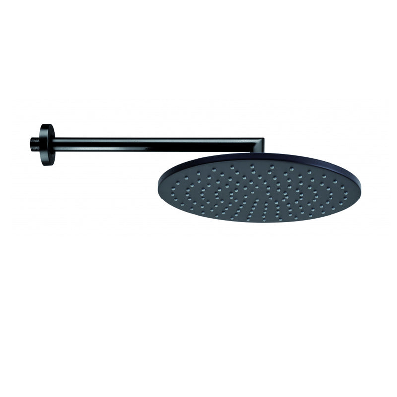 Soffione doccia tondo Bossini Cosmo acciaio inox nero diametro 230 mm e braccio 400 mm by CeramicStore | Lo specialista del tuo bagno