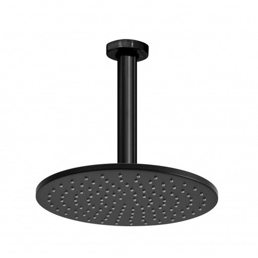 Soffione doccia tondo a soffitto Bossini Cosmo nero opaco diametro 280 mm e braccio 300 mm by CeramicStore | Lo specialista del tuo bagno