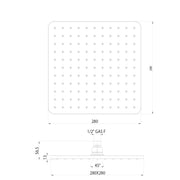 Soffione doccia quadro a soffitto Bossini Cosmo 28x28 nero opaco con braccio 300 mm by CeramicStore | Lo specialista del tuo bagno
