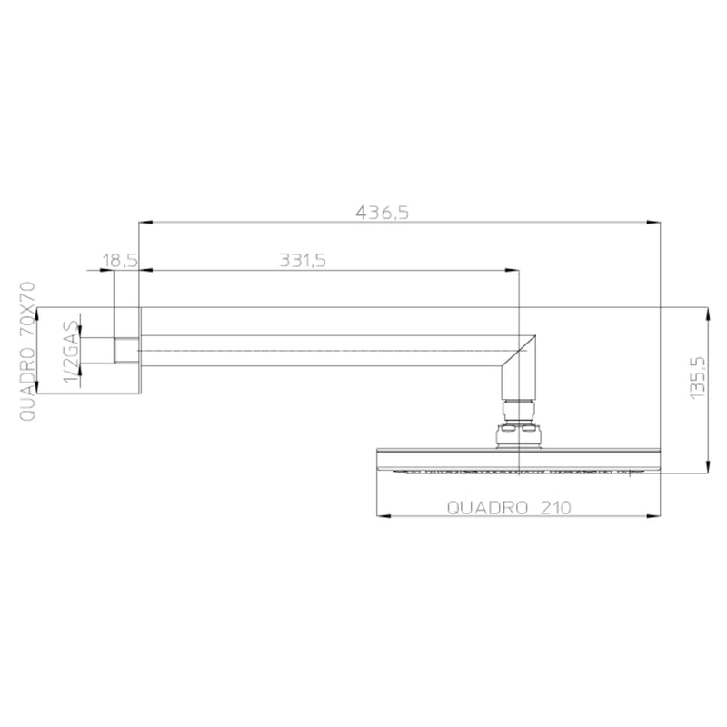 Soffione doccia quadro a parete Bossini Cosmo 21x21 nero opaco con braccio 350 mm by CeramicStore | Lo specialista del tuo bagno