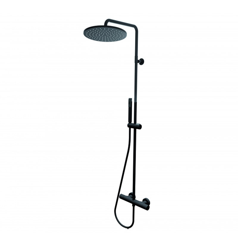 Colonna doccia termostatica nera opaca con soffione tondo Bossini Cosmo da 280 mm by CeramicStore | Lo specialista del tuo bagno