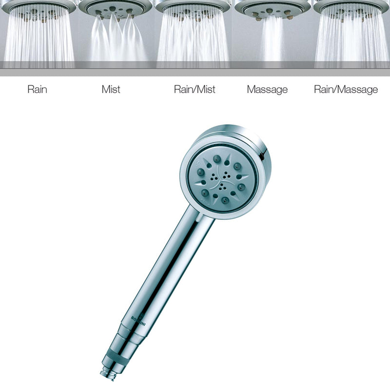 Doccia universale abs cromato 5 getti Bossini Cylindrica/5 diametro 75 mm autopulente by CeramicStore | Lo specialista del tuo bagno