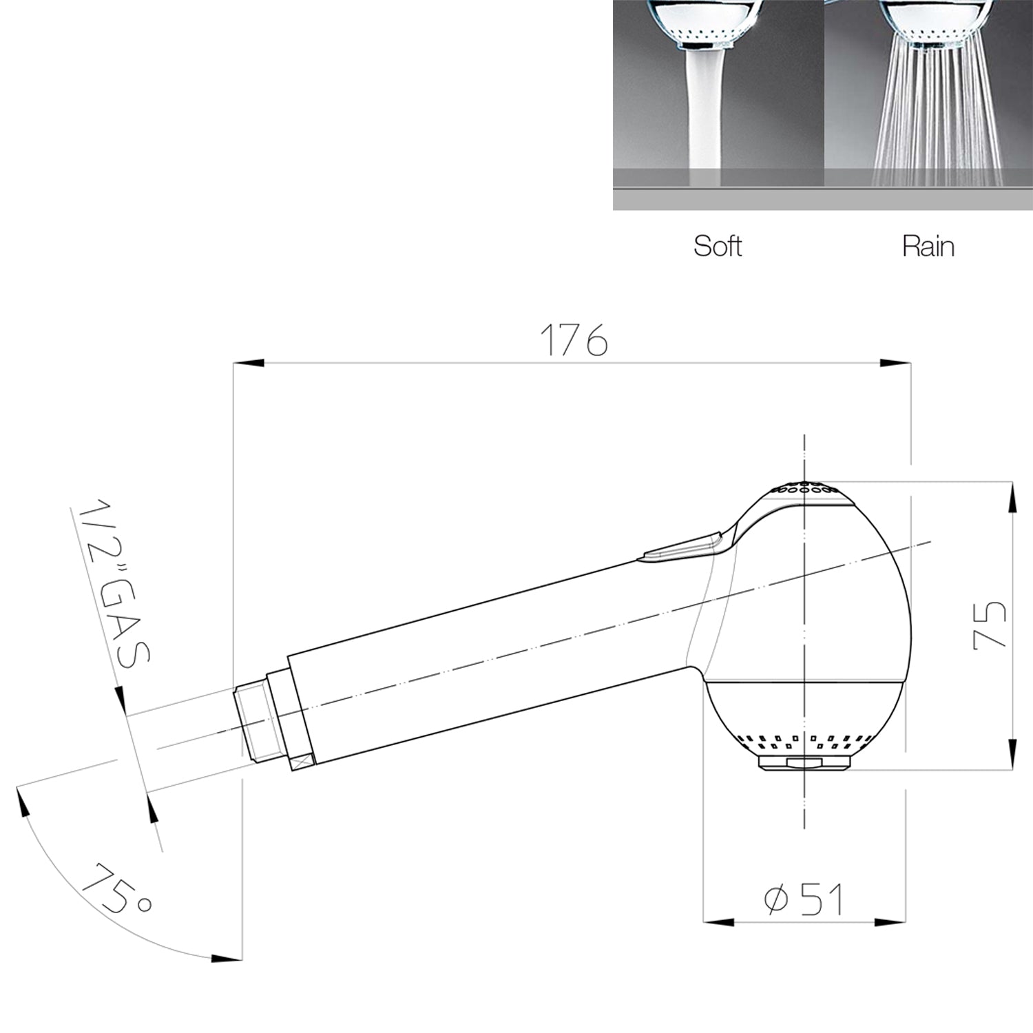 Doccetta cucina abs cromato 2 getti Bossini Kappa diametro 52,5 mm by CeramicStore | Lo specialista del tuo bagno